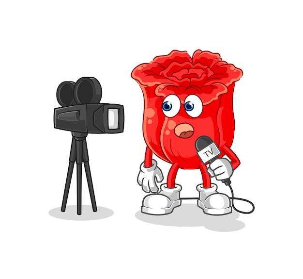 Rose tv-verslaggever cartoon cartoon mascotte vector