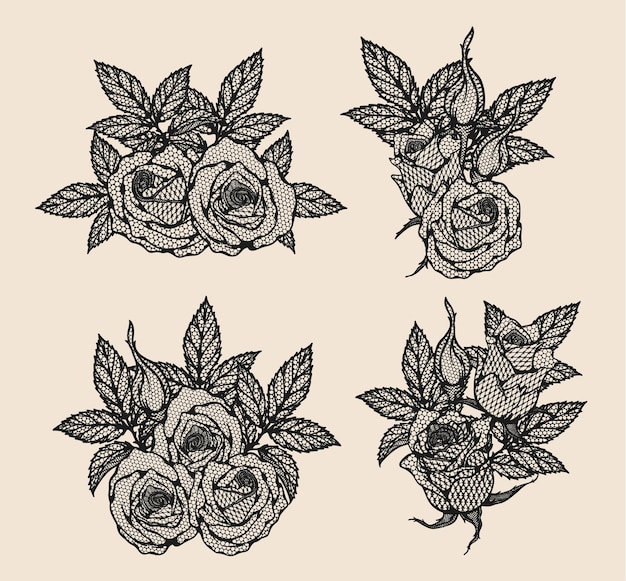 Rose vector lace by hand drawing