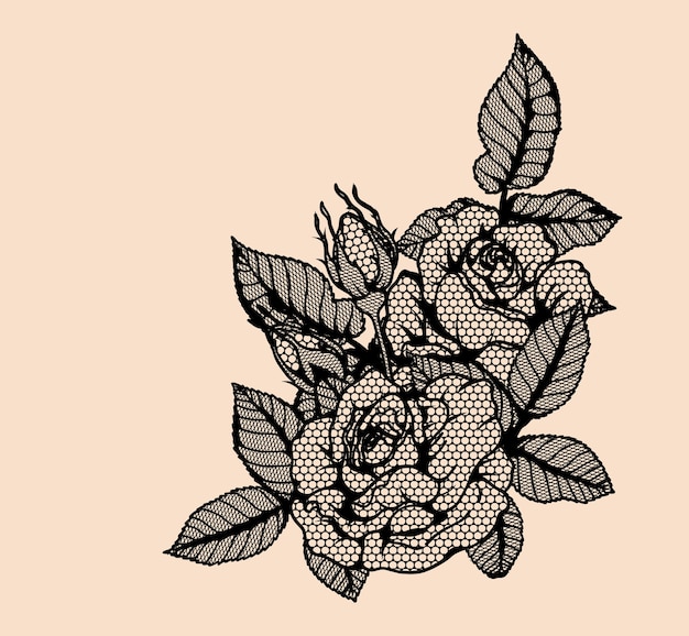 Rose vector lace by hand drawing.