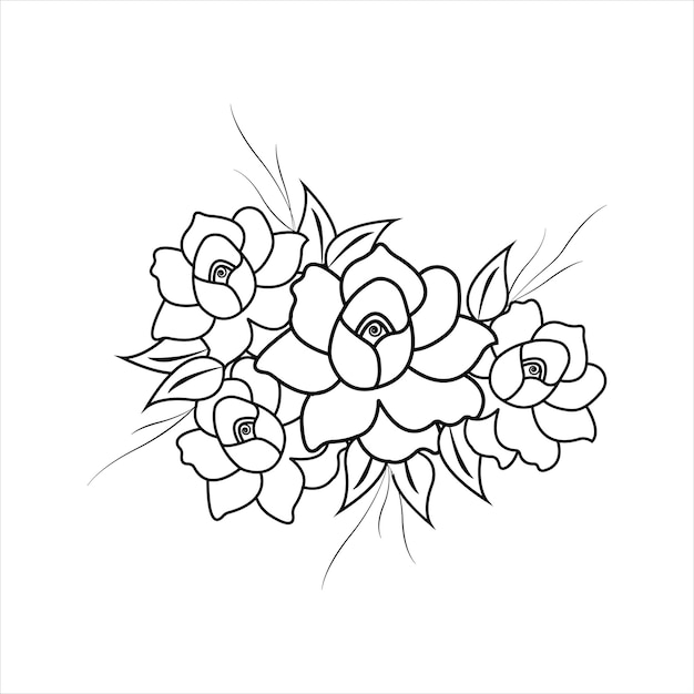 The rose Vector line art beautiful flower floral in illustration