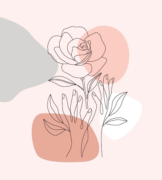 Rose vector line art and minimal line drawing aesthetic hand