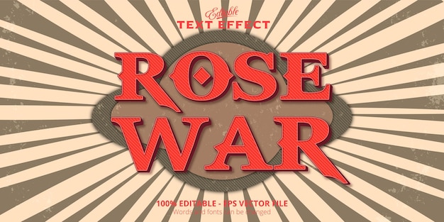 Rose War-tekst, vintage stijl, bewerkbaar teksteffect