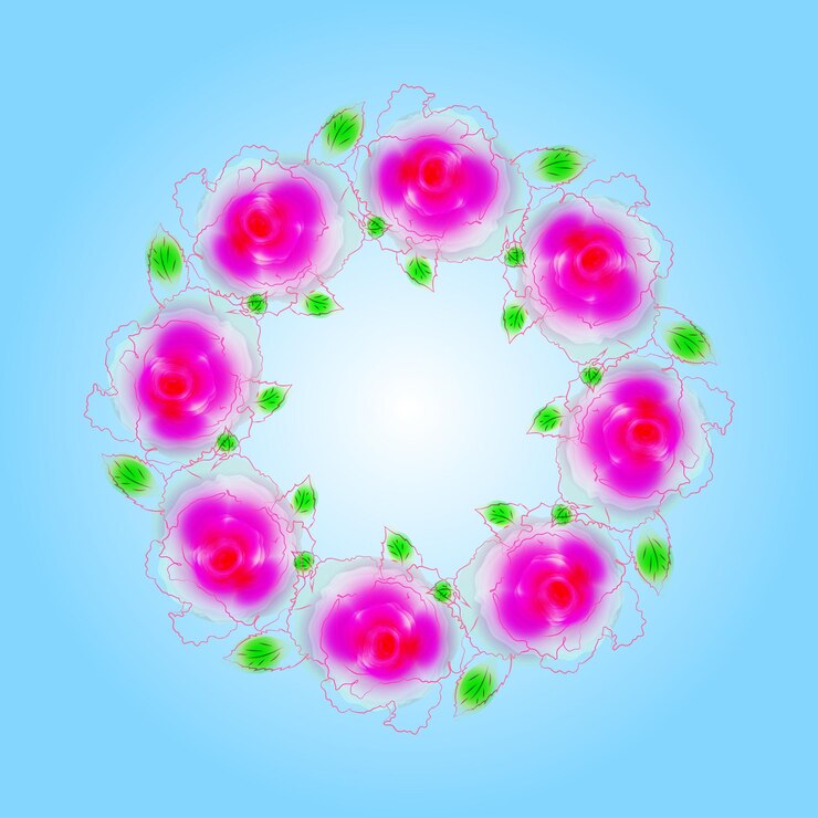 Vector rose wreath floral detail