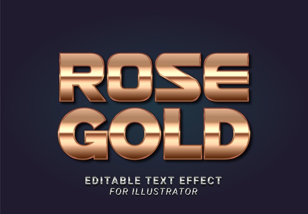 Effetto di testo modificabile rosegold per illustrator