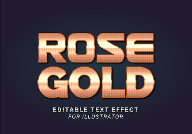 Effetto di testo modificabile rosegold per illustrator