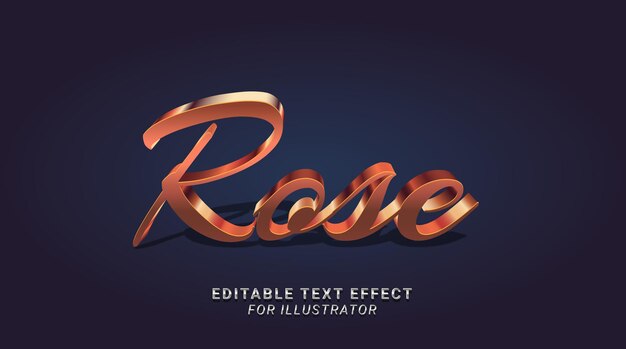 ベクトル イラストレーターのためのrosegold編集可能なベクトルテキスト効果