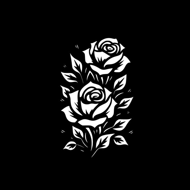 Roses Black and White Vector illustration