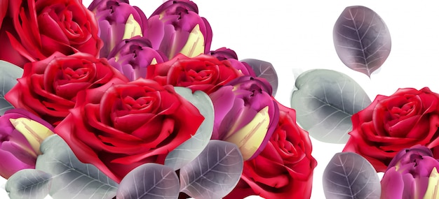 Vettore acquerello di bouquet di rose