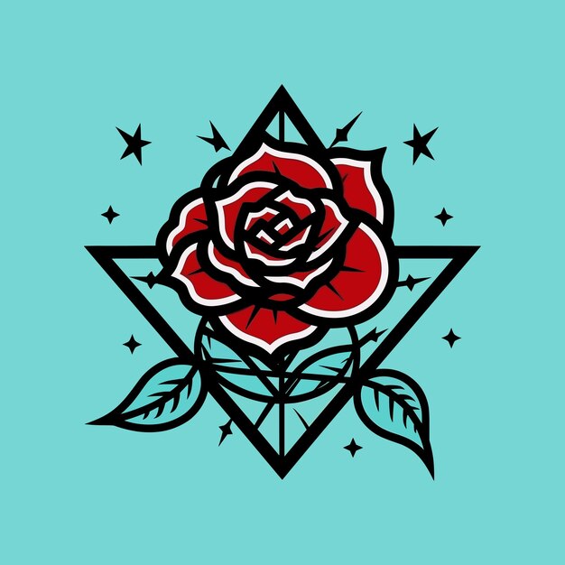 Vettore illustrazione disegnata a mano di progettazione di logo del fiore delle rose