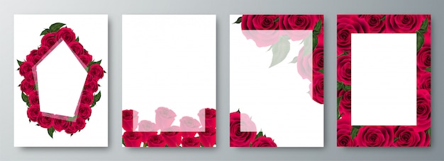 Vector roses frame decorated background.