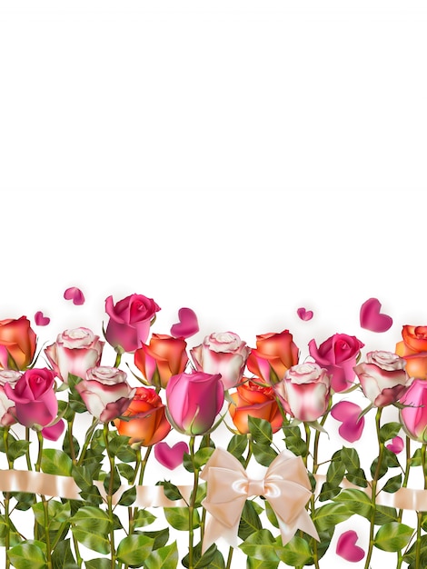 Roses and heart shape background