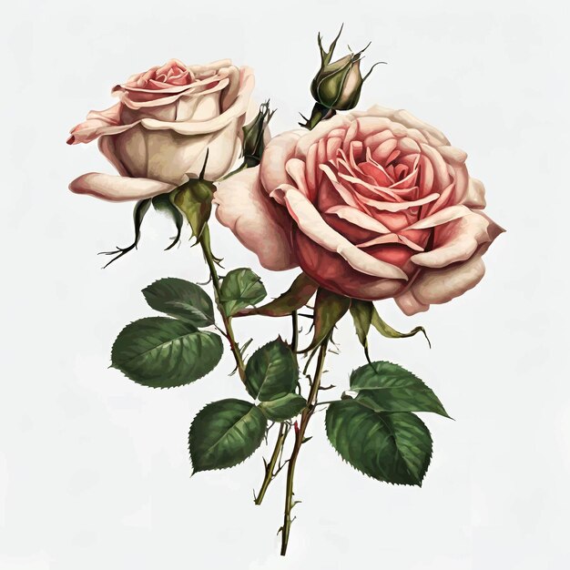 Vettore un'illustrazione di rose sullo sfondo bianco