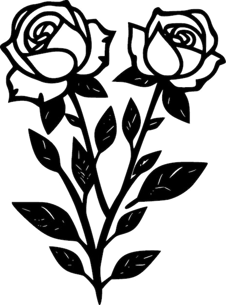 Roses Minimalist and Simple Silhouette Vector illustration