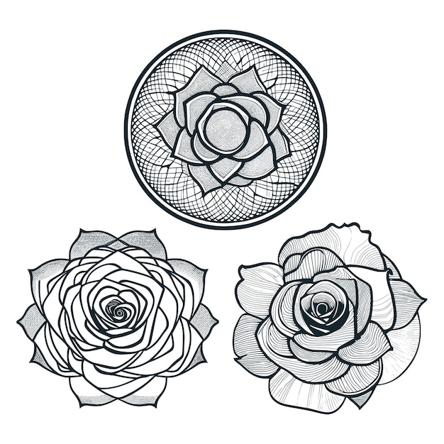 Vector roses vector with leaf line art three roses coloring page coloring book