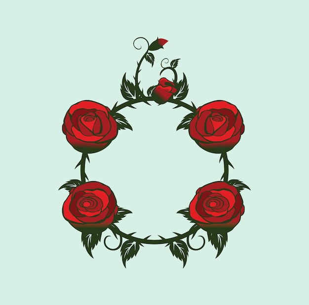 Roses and vines frame design illustration