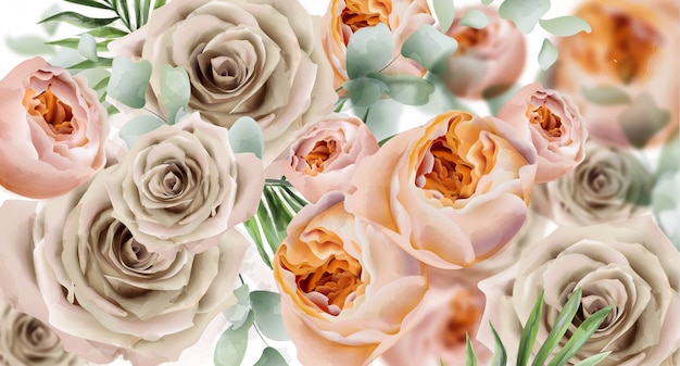 Roses watercolor banner