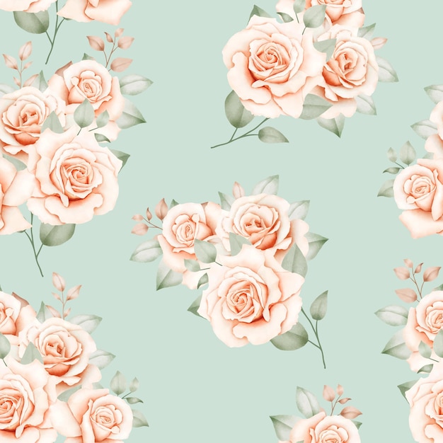 Roses watercolor seamless pattern design