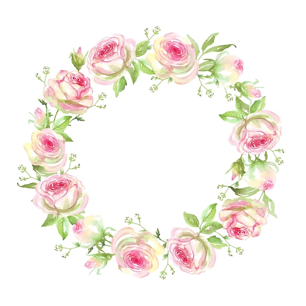 Roses wreath Watercolor clipart