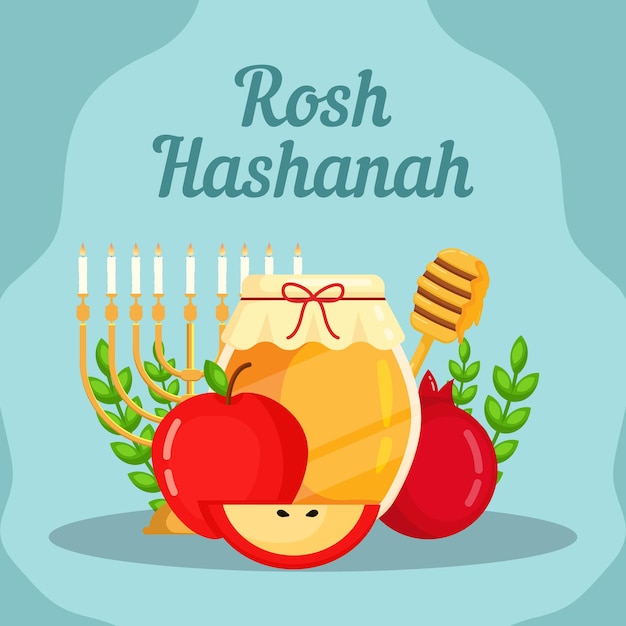 Vector rosh hashanah illustration in flat design style