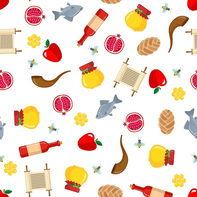 Rosh Hashanah seamless pattern.