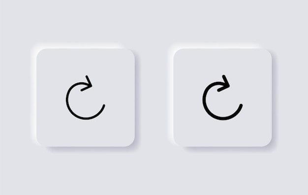 회전 화살표 아이콘 새로 고침 뉴모피즘 버튼 또는 뉴모픽 스타일 Ui Ux 앱 아이콘에서 원 새로 고침