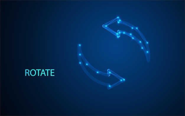 rotate icon made of glowing blue polygonal lines futuristic technology symbol refresh arrow digital loop concept