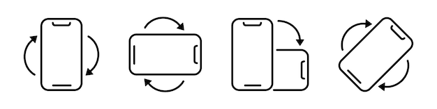 Vector rotate mobile phone icon set device rotation vector illustration