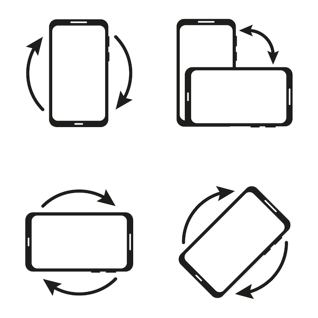 Rotate smartphone set icons Vector illustration