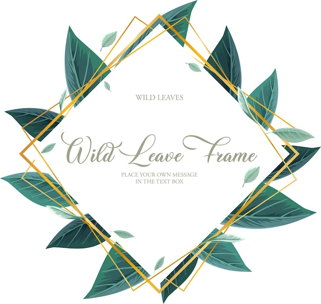 Vector rotated square border frame with green foliage