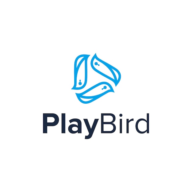 rotatie vogel en speel overzicht eenvoudig gestroomlijnd creatief geometrisch modern logo-ontwerp