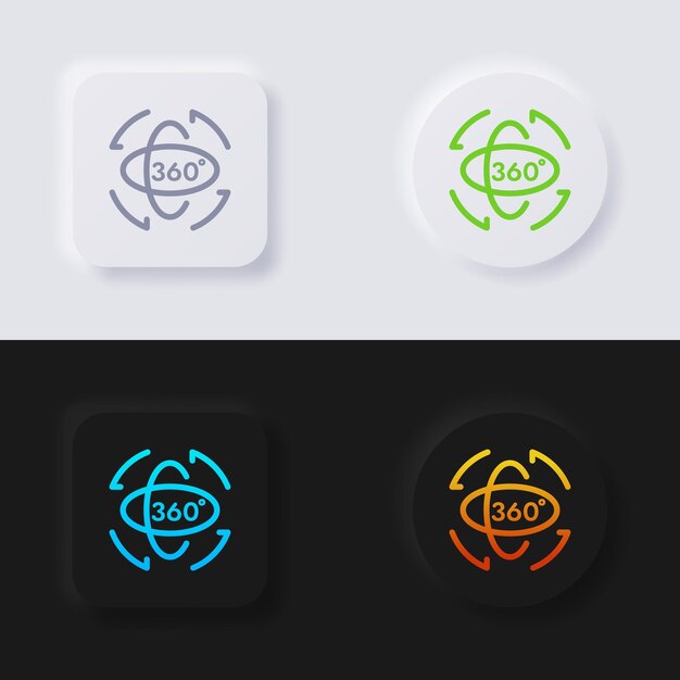 Pulsante di rotazione di 360 gradi set di icone pulsante di neumorfismo multicolore progettazione dell'interfaccia utente morbida per il web design interfaccia utente dell'applicazione e altro pulsante vettoriale
