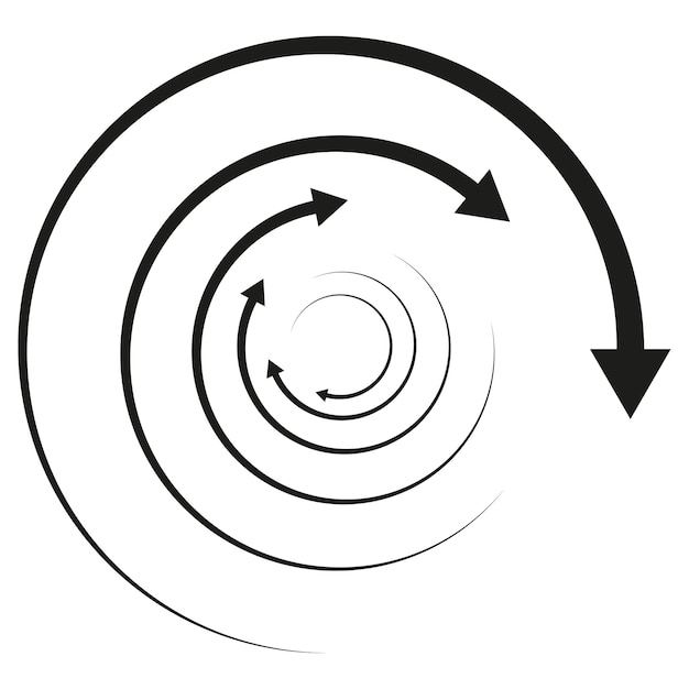 Frecce rotanti elemento freccia concentrica radiale e circolare icona del puntatore del cursore ciclico