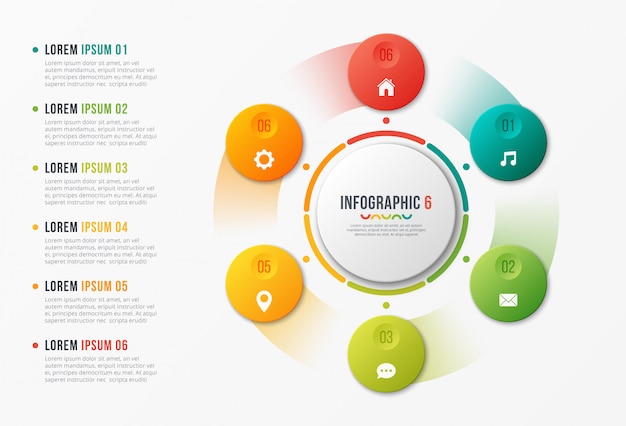 Rotating circle chart template, infographic design