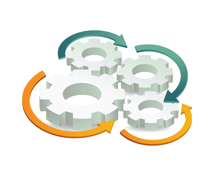 Vector rotating gears concept illustration