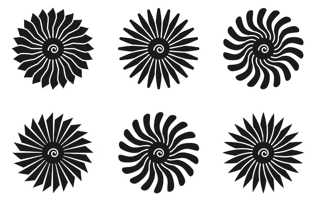 Вращающаяся форма Черный силуэт вентилятора Круглый набор пропеллеров