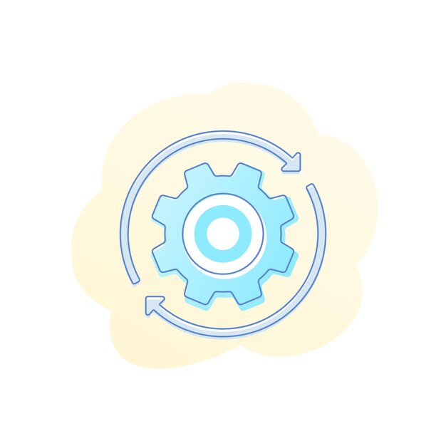 Rotation vector icon with cogwheel, gear