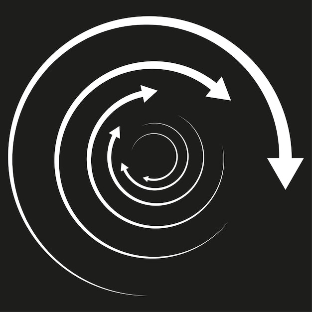 Roterende pijlen concentrisch radiaal en cirkelvormig pijlelement cycluscyclisch cursoraanwijzerpictogram