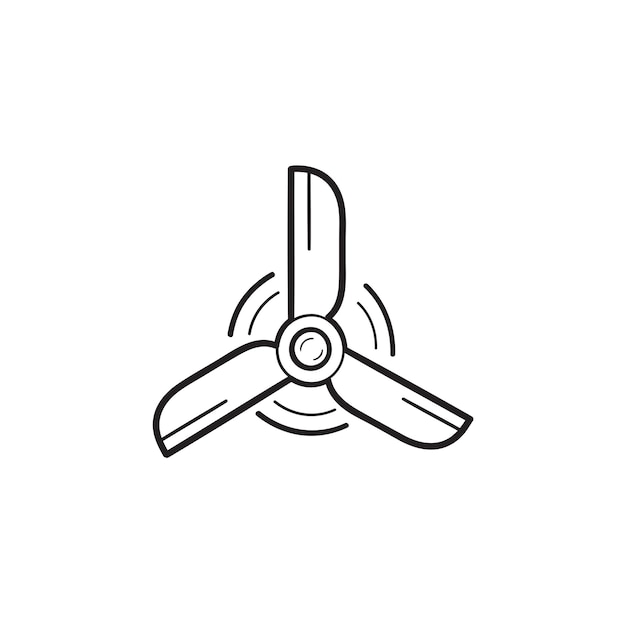 Roterende windturbine hand getrokken schets doodle pictogram. Windmolen en schone energie, eco-windenergieconcept. Schets vectorillustratie voor print, web, mobiel en infographics op witte achtergrond.