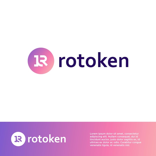 rotoken 지불 로고 디자인 디지털 자산 로고 벡터 fintech blockchain 개념