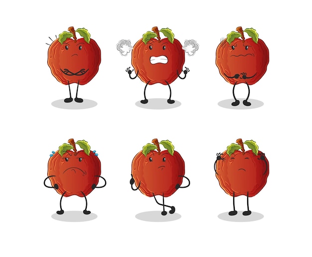 腐ったリンゴの怒っているグループのキャラクター。漫画のマスコットベクトル