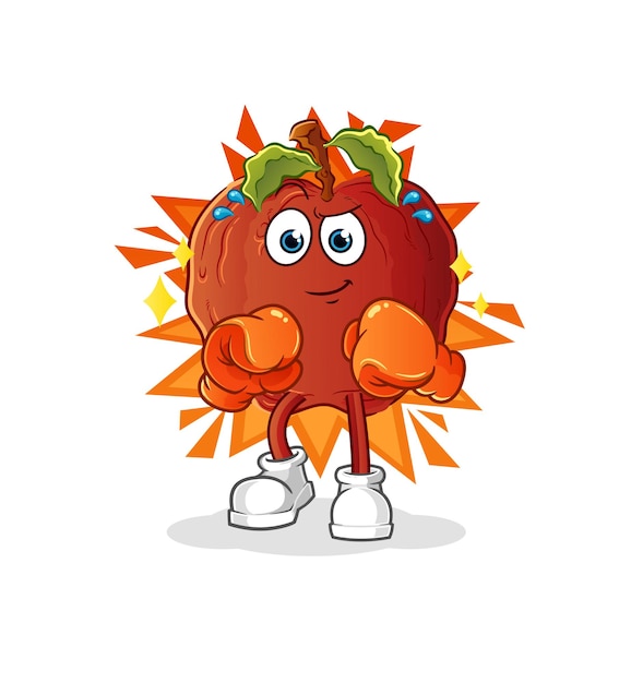 The rotten apple boxer character. cartoon mascot vector