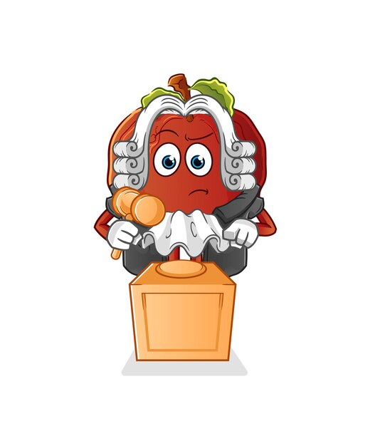 The rotten apple judge holds gavel. character vector