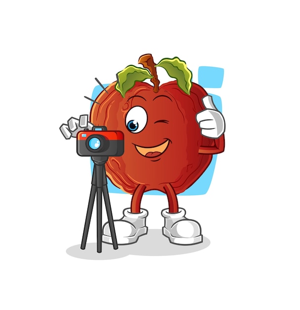 The rotten apple photographer character. cartoon mascot vector