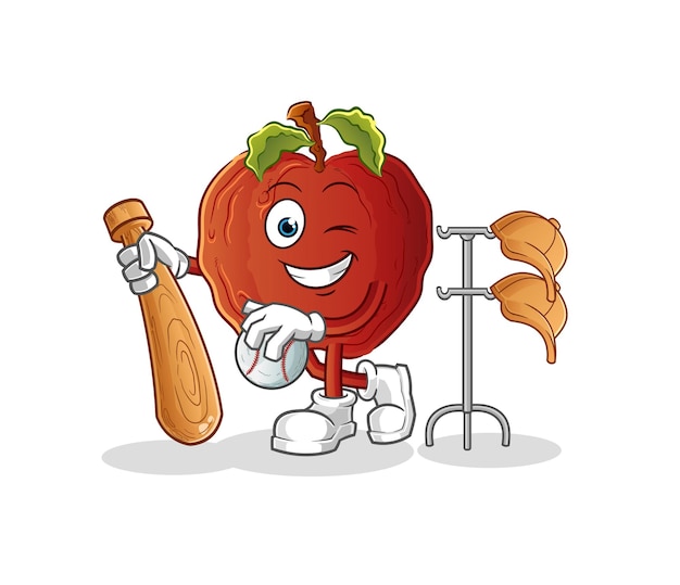 The rotten apple playing baseball mascot. cartoon vector