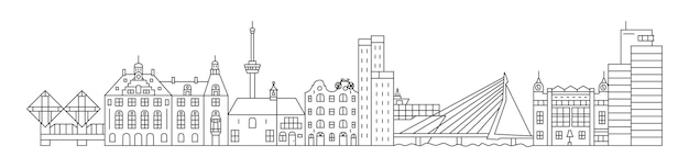 Vettore illustrazione vettoriale di paesaggio urbano di rotterdam