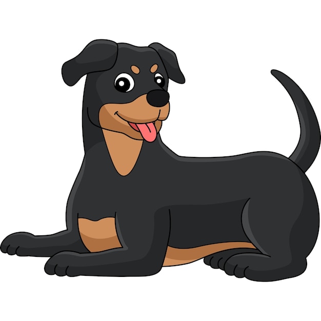 Illustrazione di clipart del fumetto del cane di rottweiler