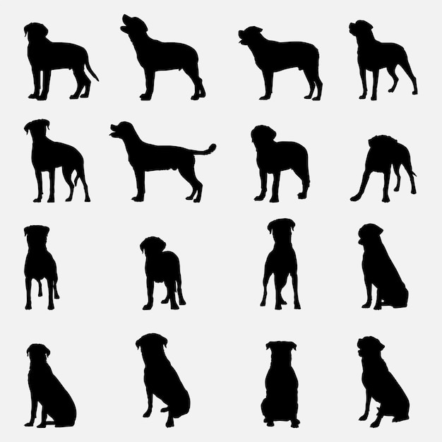 Rottweiler hond silhouet set