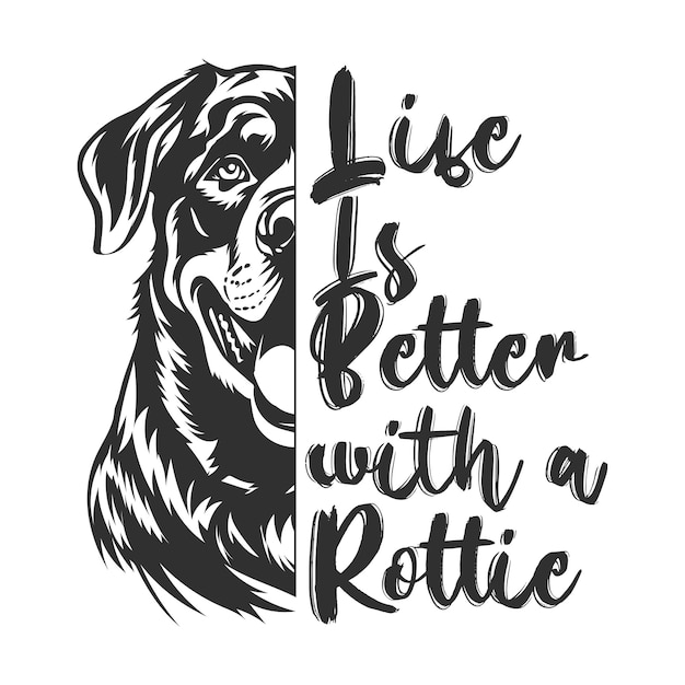 Vector rottweiler hond t-shirt ontwerp vector