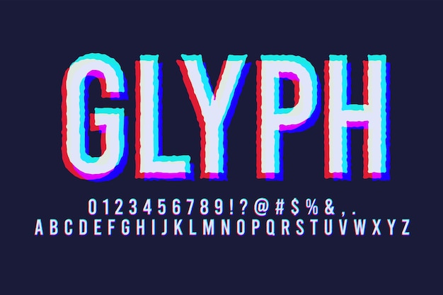 Vector rough glitch alphabet design