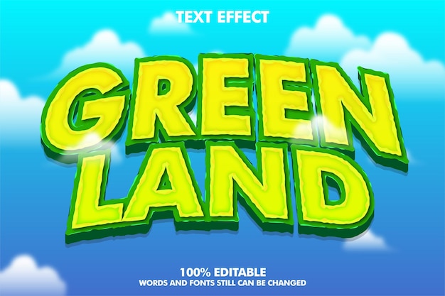 Rough green editable text effects with blue sky background